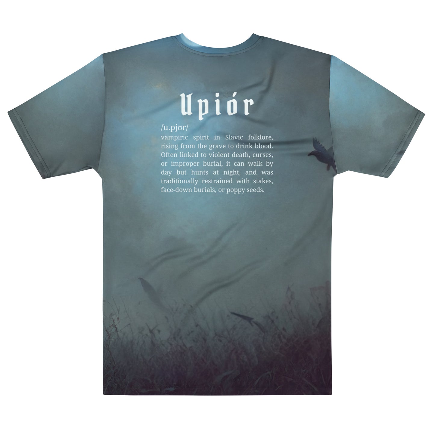 Upiór Slavic Creature T-Shirt – Men’s All-Over Print Mythology Tee with Bestiary Back Design