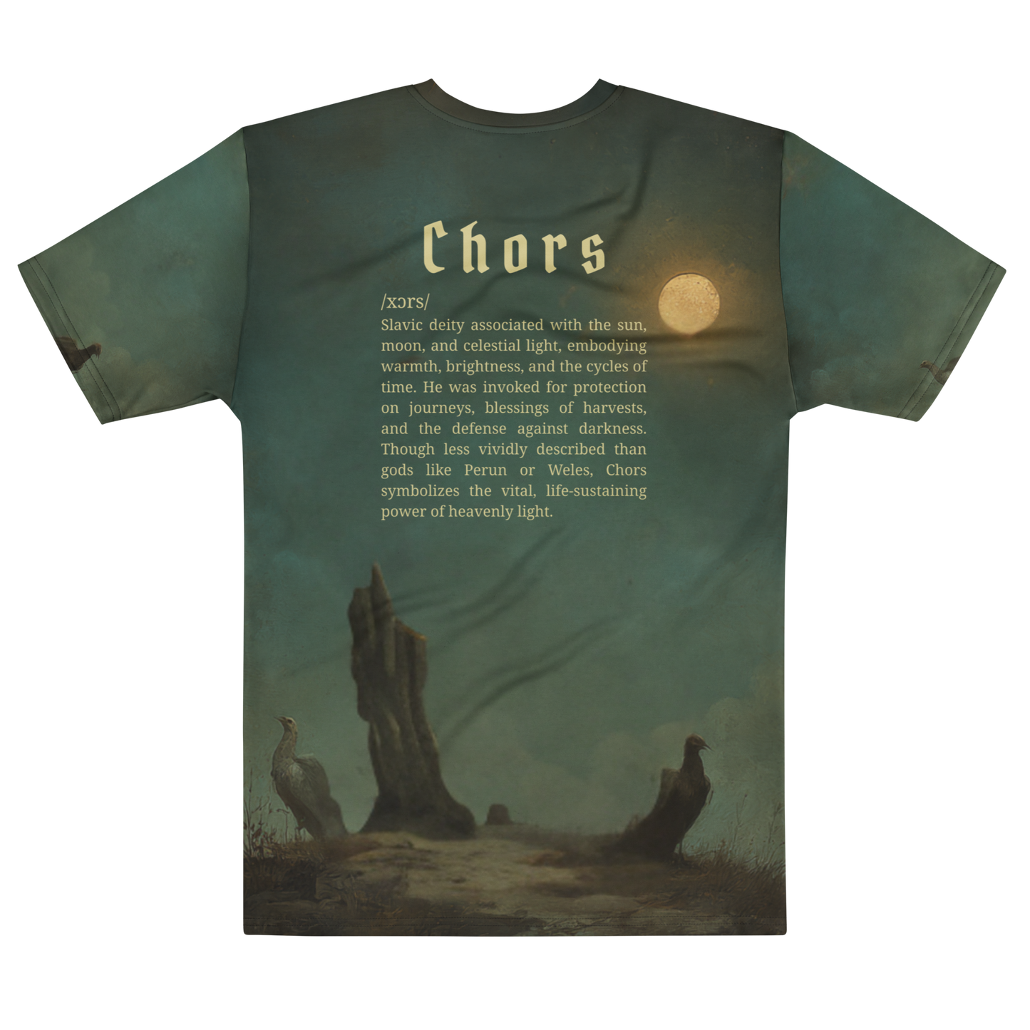 Chors Slavic God T-Shirt – Men’s All-Over Print Mythology Tee with Bestiary Back Design