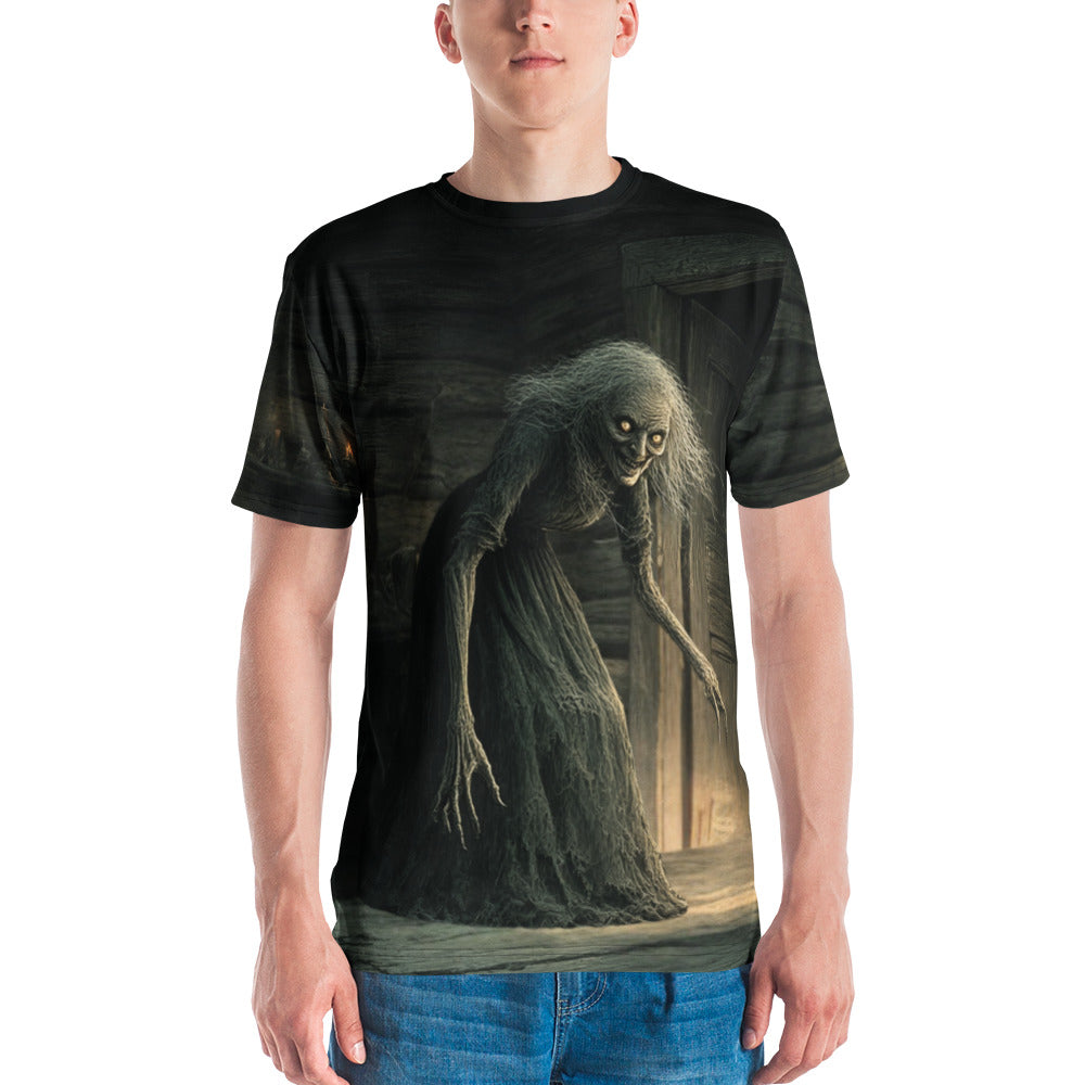 Kikimora Slavic Creature T-Shirt – Men’s All-Over Print Mythology Tee with Bestiary Back Design
