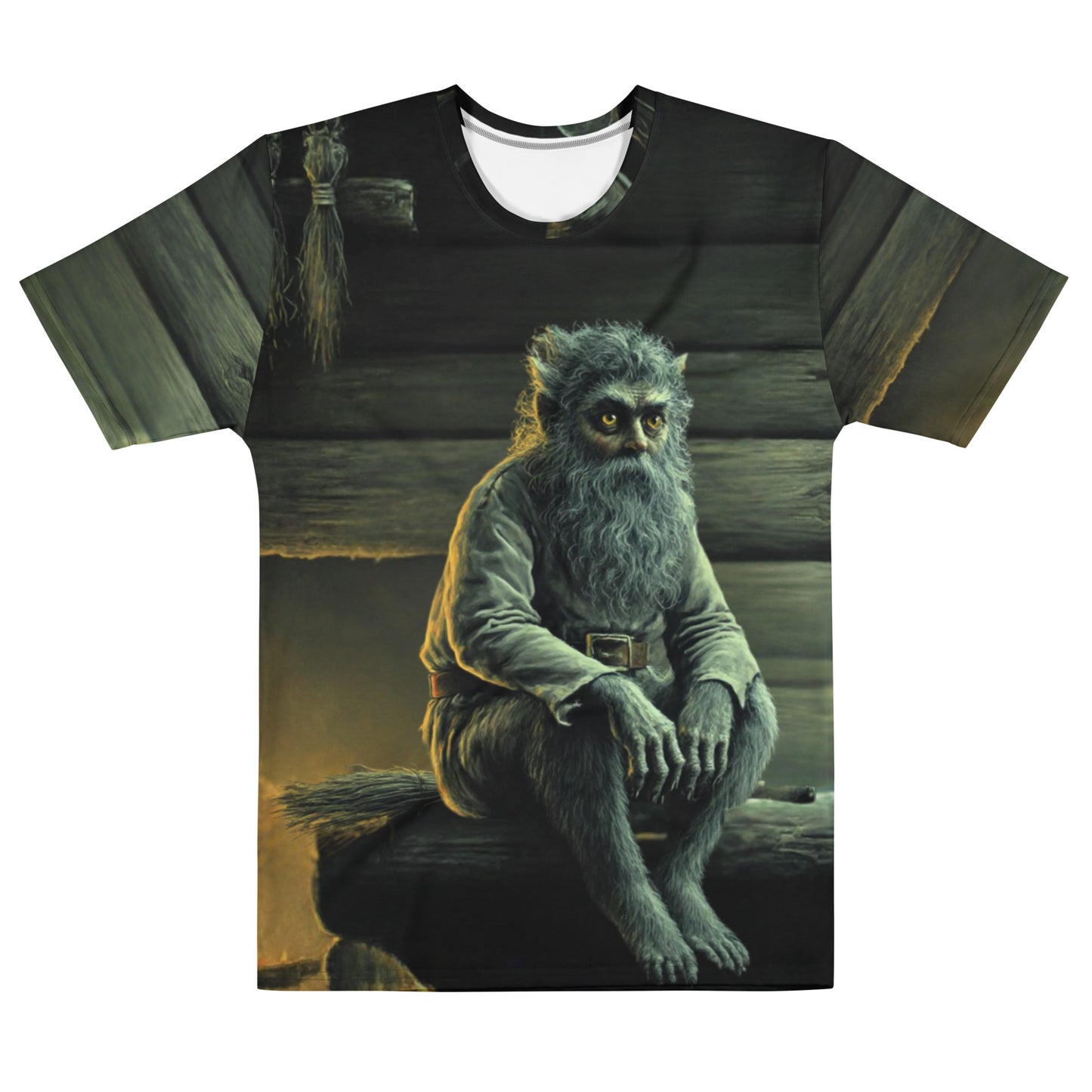 Domowoj Slavic Spirit T-Shirt – Men’s All-Over Print Mythology Tee with Bestiary Back Design