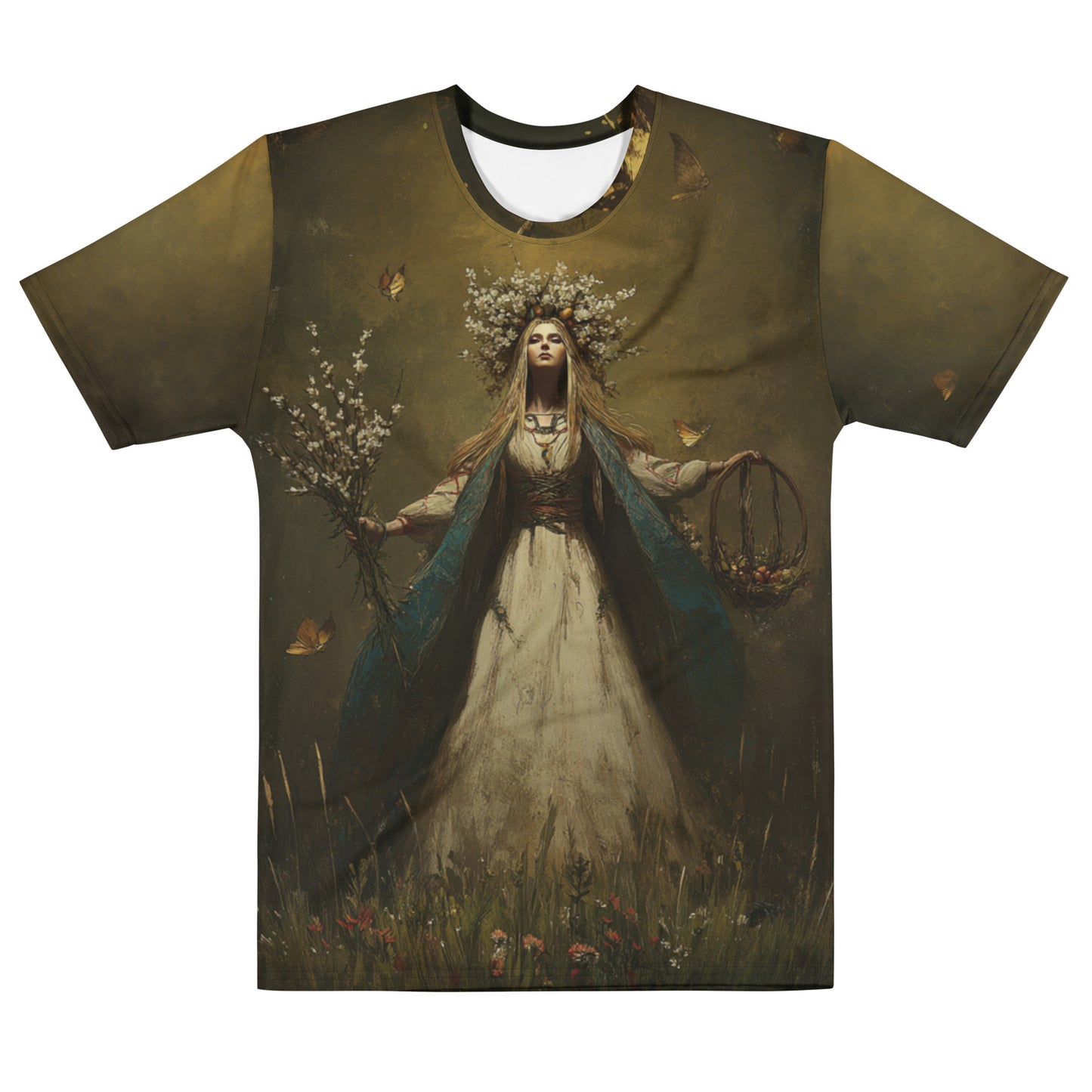 Vesna Slavic Goddess T-Shirt – Men’s All-Over Print Mythology Tee with Bestiary Back Design