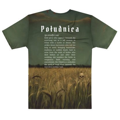 Południca Slavic Spirit T-Shirt – Men’s All-Over Print Mythology Tee with Bestiary Back Design