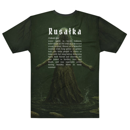 Rusałka Slavic Spirit T-Shirt – Men’s All-Over Print Mythology Tee with Bestiary Back Design