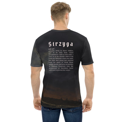 Strzyga Slavic Creature T-Shirt – Men’s All-Over Print Mythology Tee with Bestiary Back Design