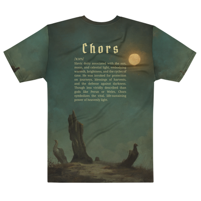 Chors Slavic God T-Shirt – Men’s All-Over Print Mythology Tee with Bestiary Back Design