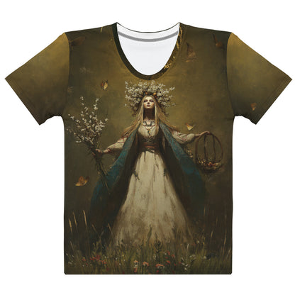 Vesna Slavic Goddess Women’s T-Shirt – All-Over Print Mythology Tee with Bestiary Back Design